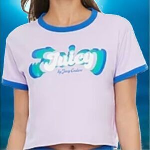 Juicy Couture Purple Logo Ringer Tshirt Sz XXL Summer Fashion